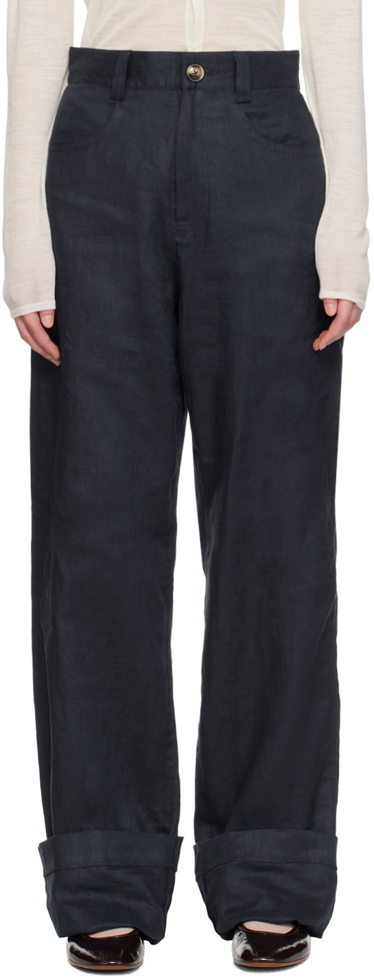 Shop Caro Editions Navy Annika Trousers