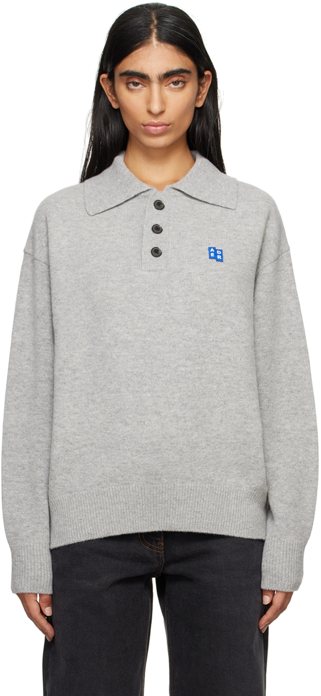 Gray TRS Tag Knit 02 Polo