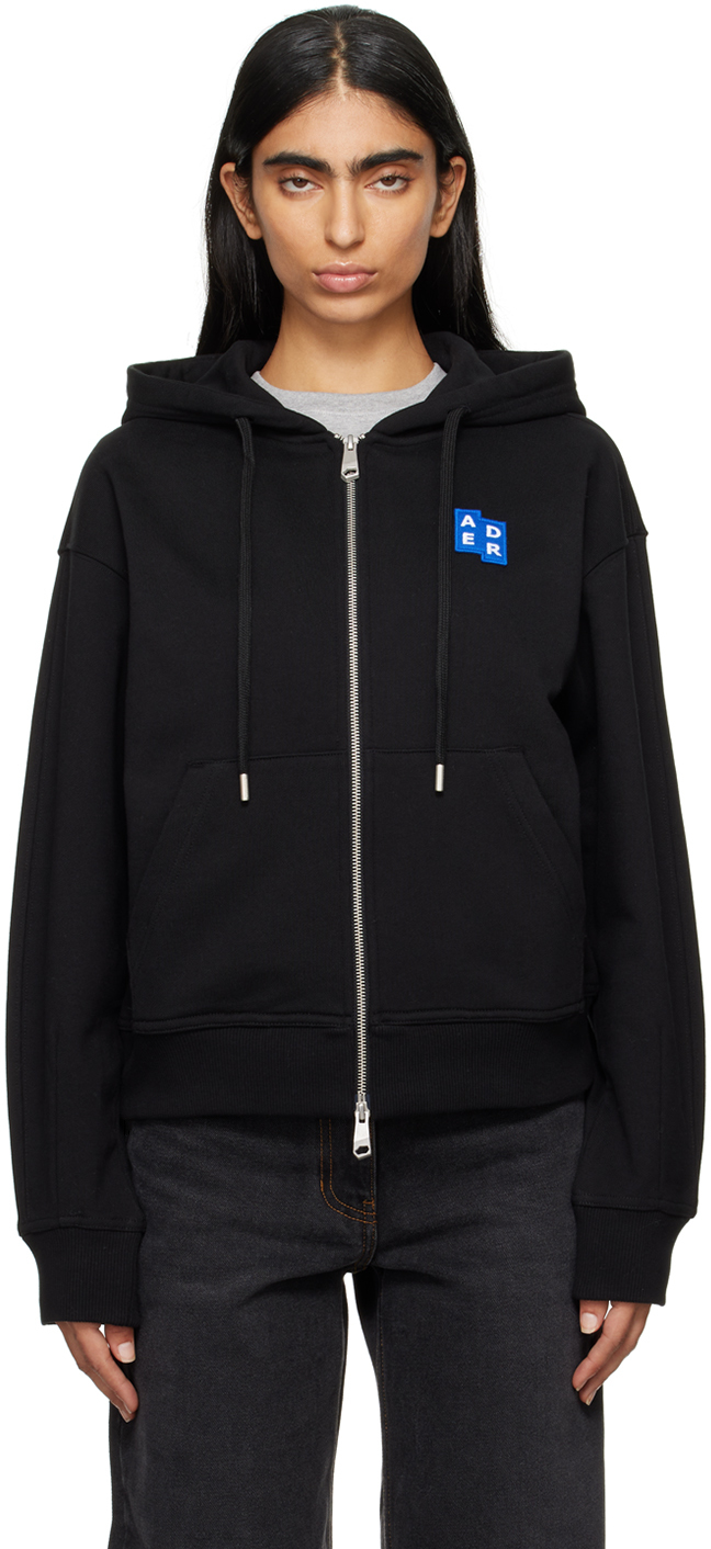 Shop Ader Error Black Trs Tag Zip-up 02 Hoodie In Noir