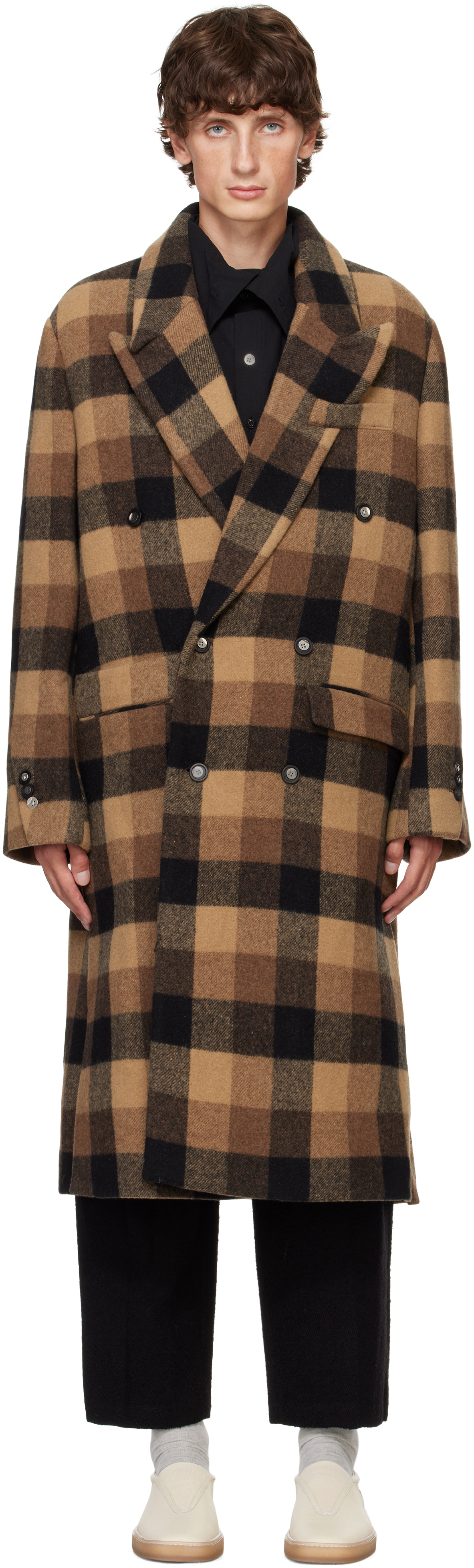 Shop Ader Error Brown Check Coat