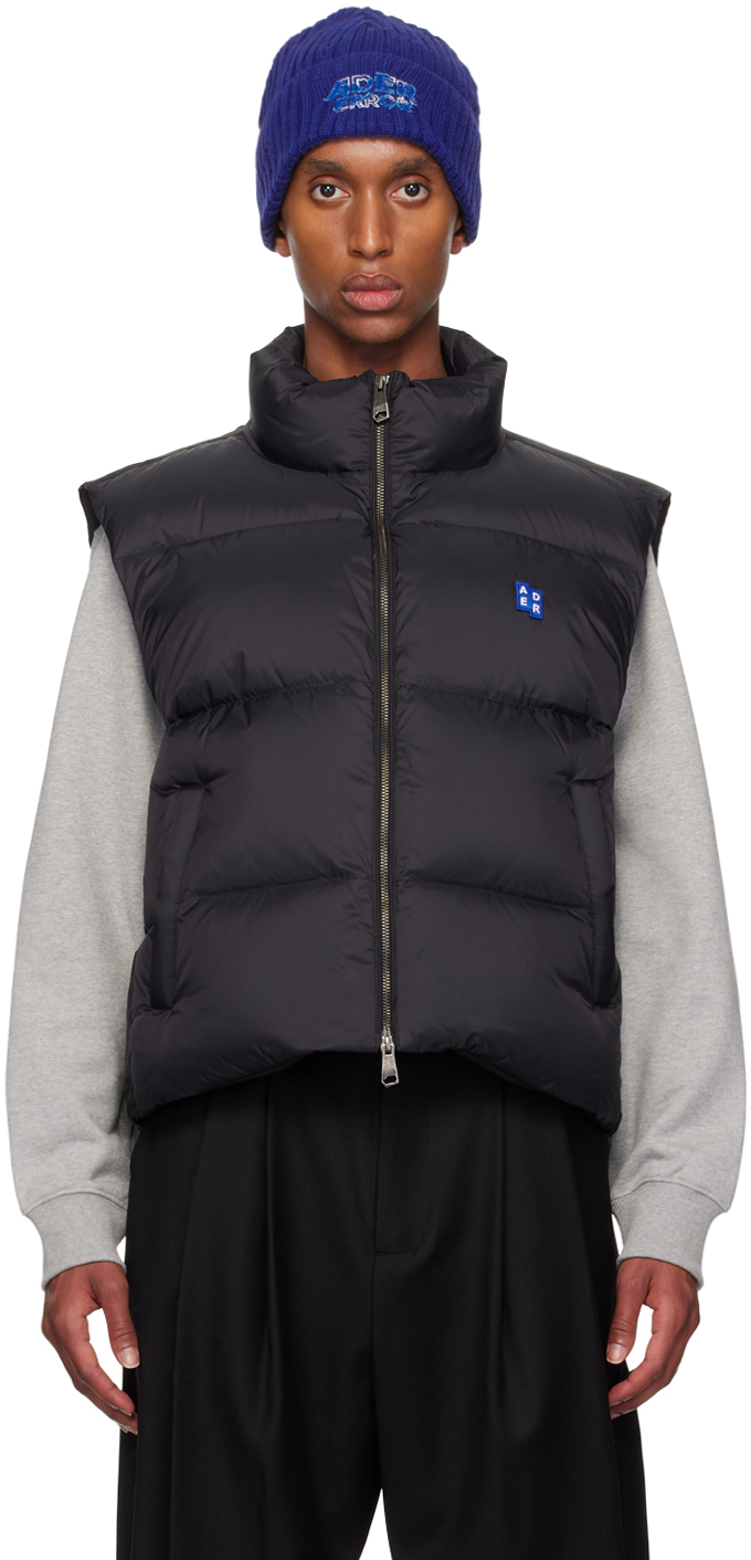 Shop Ader Error Black Trs Tag 01 Puffer Down Vest In Noir