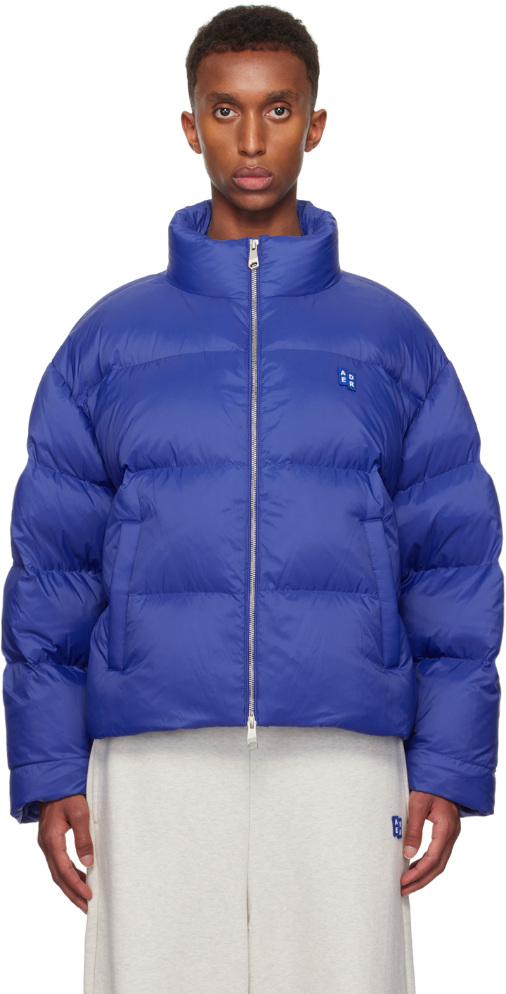 Shop Ader Error Blue Trs Tag 01 Puffer Down Jacket In Z-blue