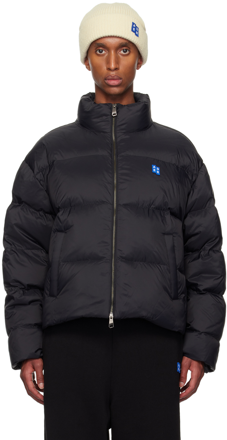 Shop Ader Error Black Trs Tag 01 Puffer Down Jacket In Noir