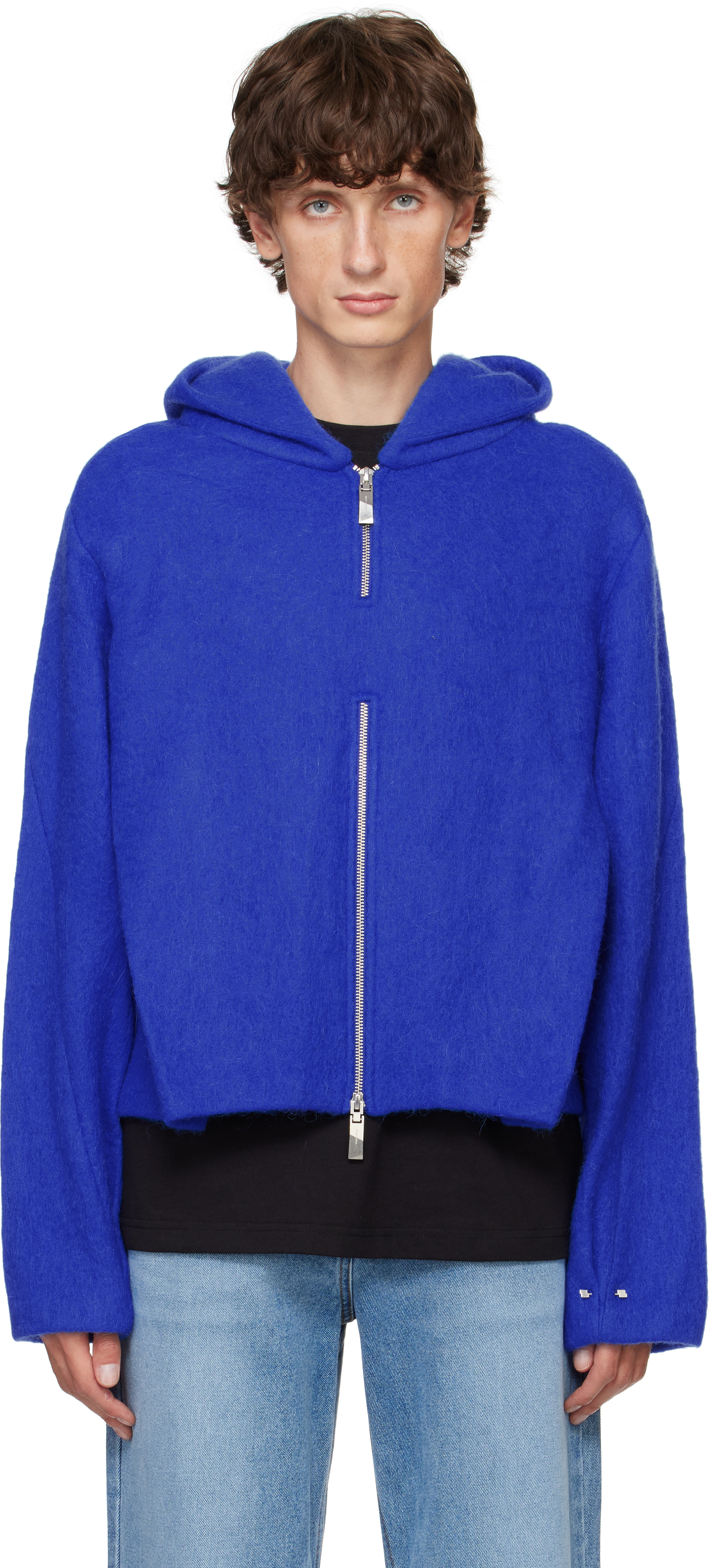 Shop Ader Error Blue Hooded Jacket