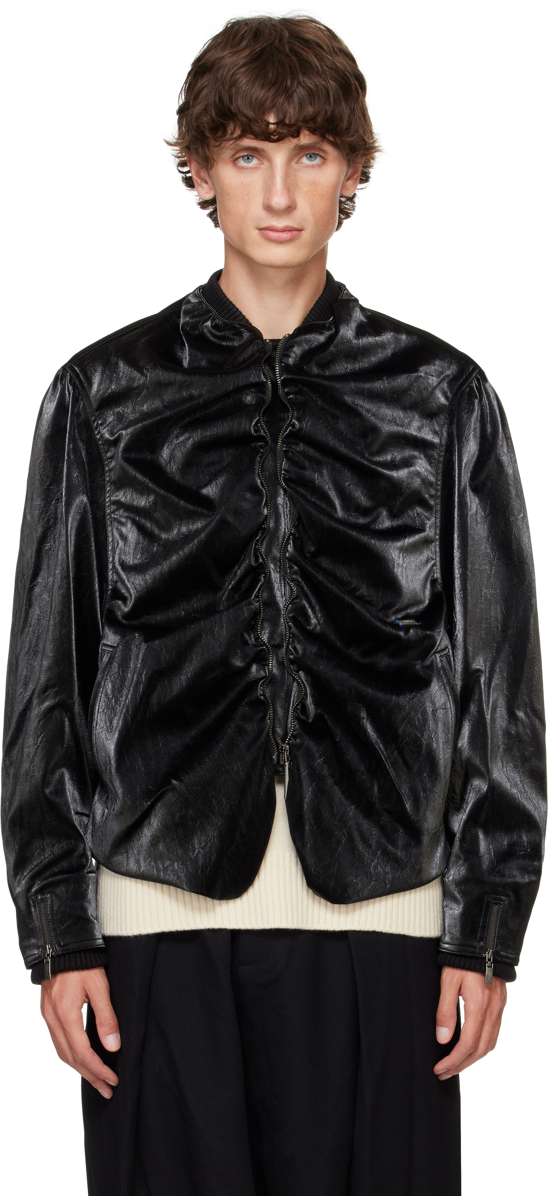 Shop Ader Error Black Product. 21 Faux-leather Jacket In Noir