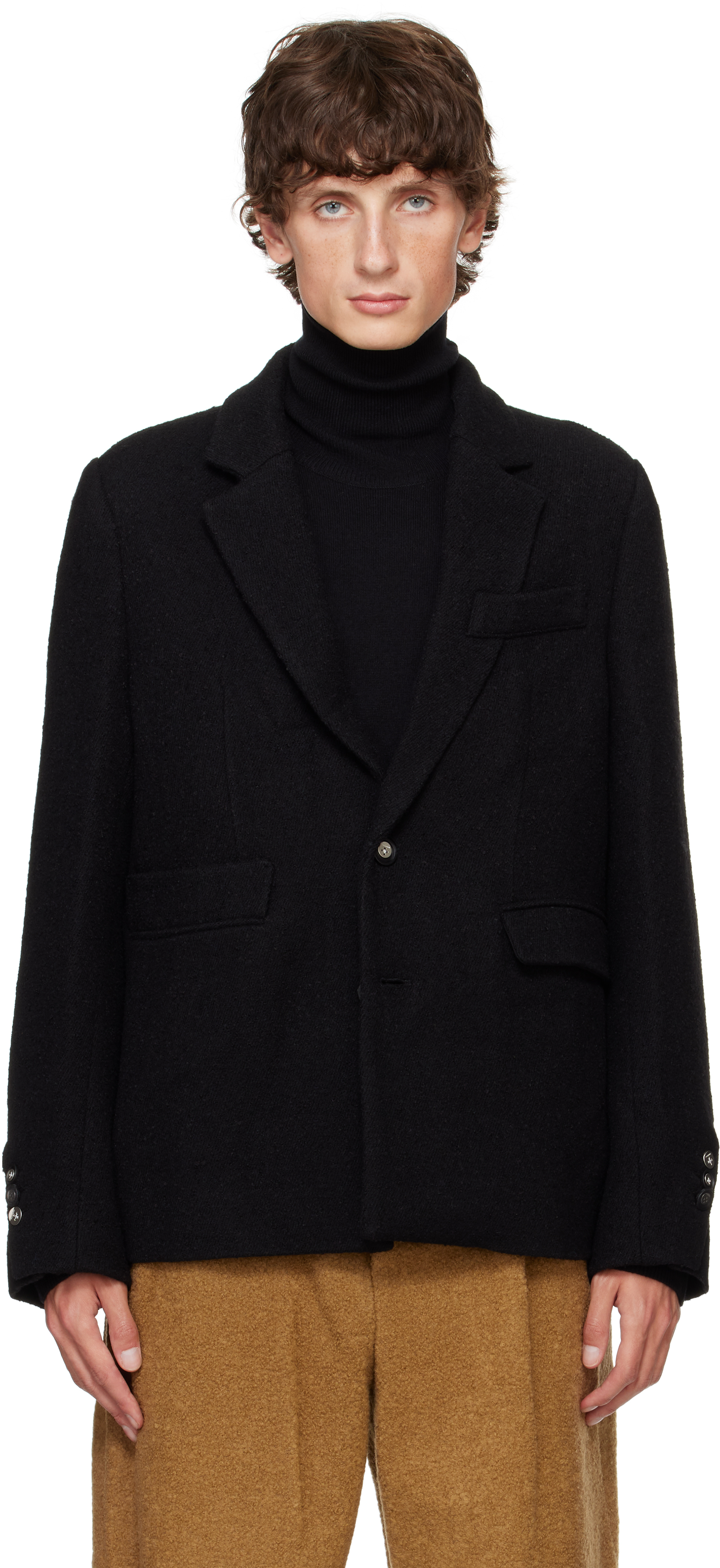 Shop Ader Error Black Tucked Blazer In Noir