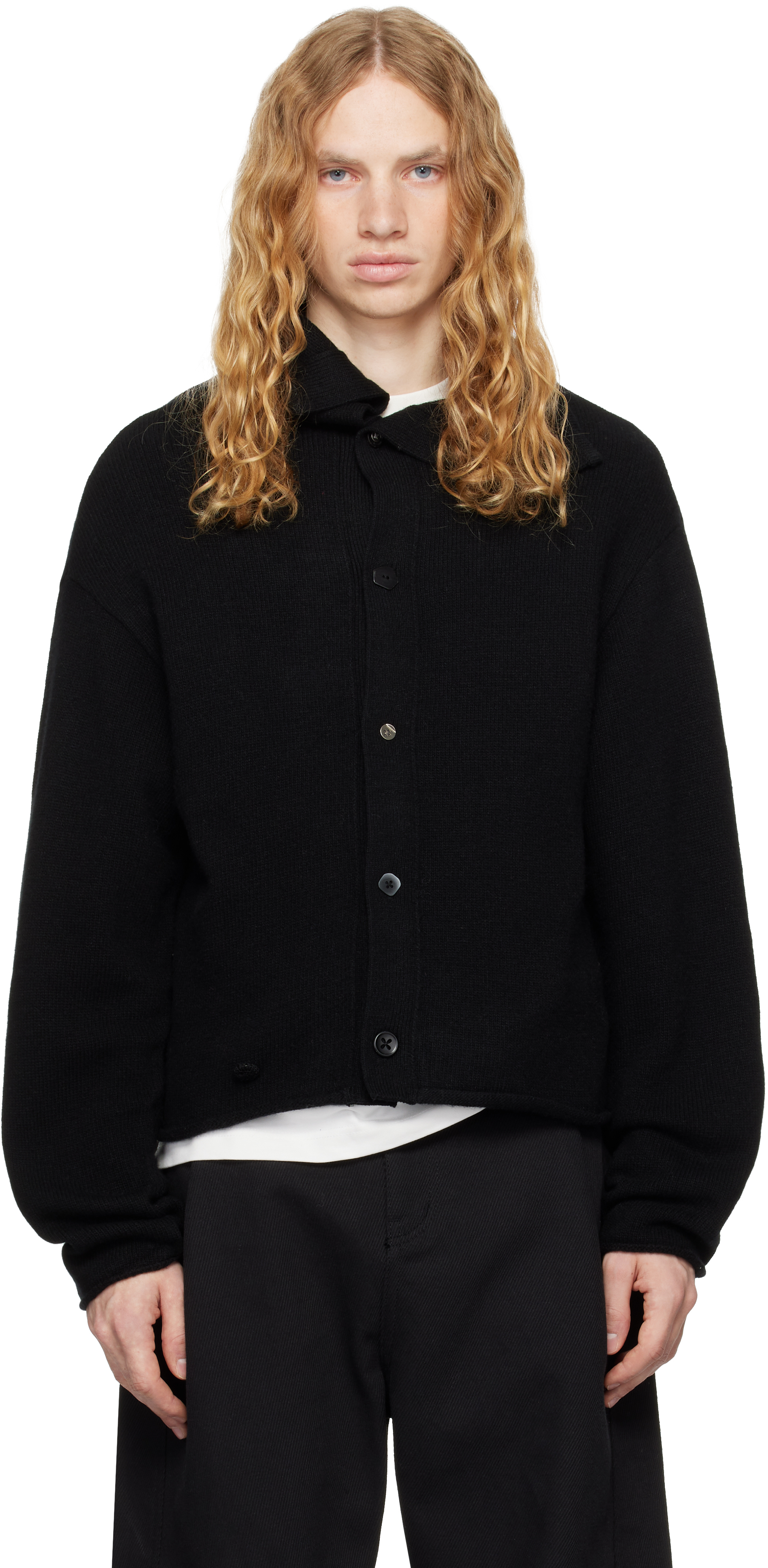 Shop Ader Error Black Mock Neck Cardigan In Noir