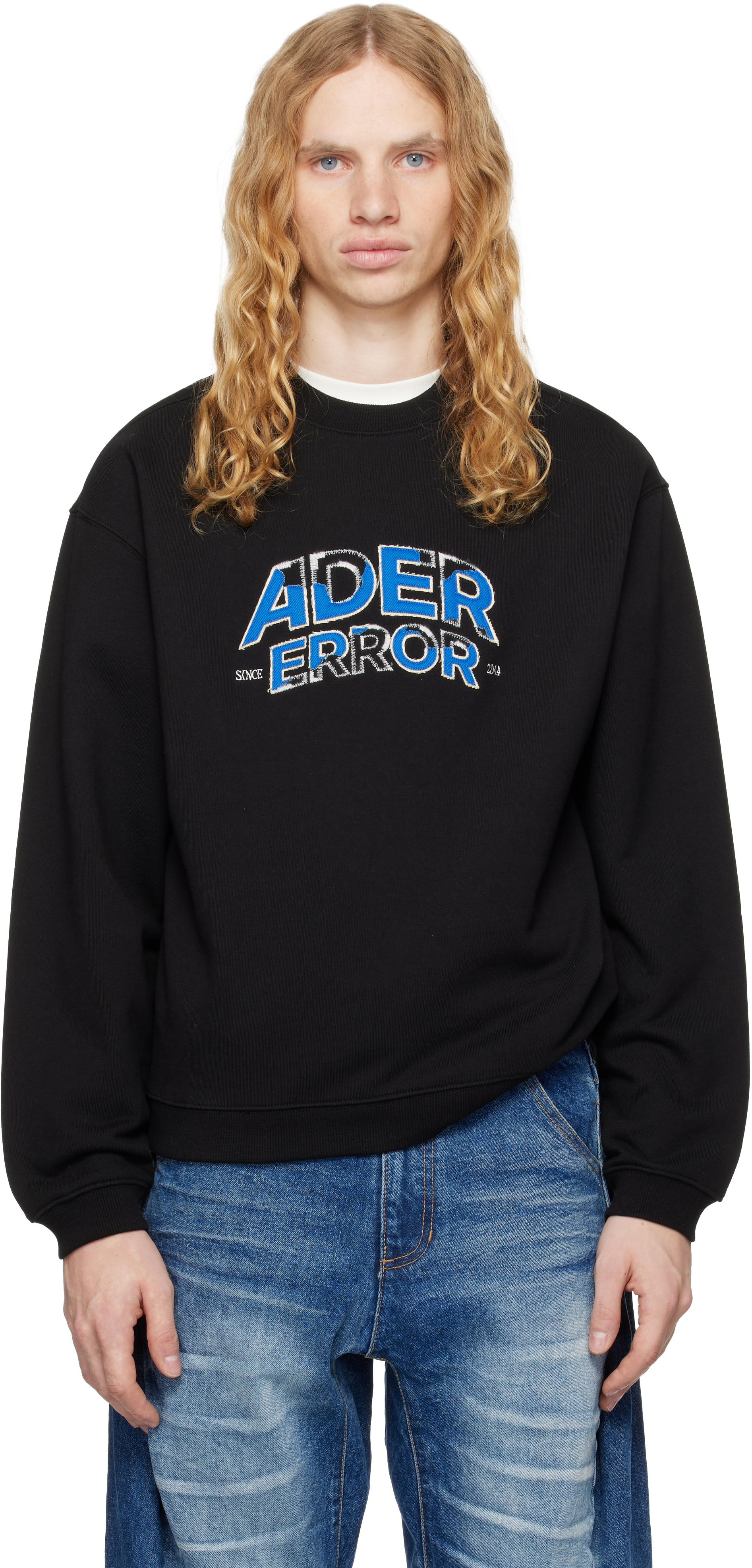 Shop Ader Error Black Embroidered Sweatshirt In Noir