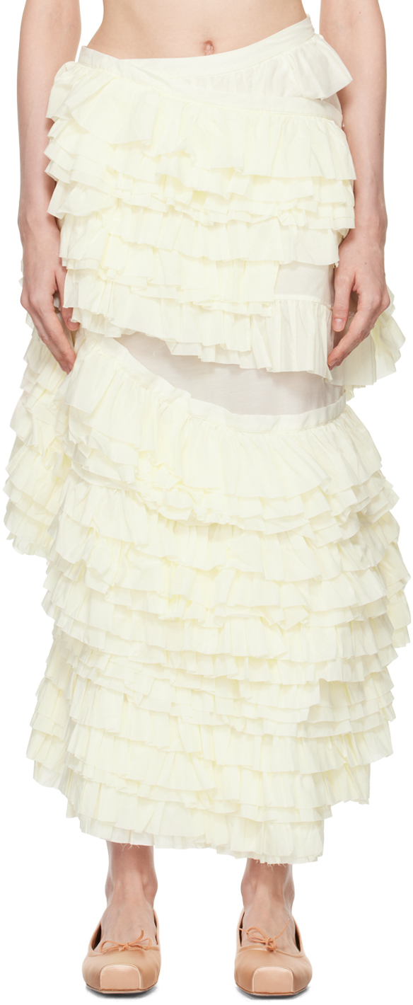 Shop Yuhan Wang Off-white Ruffled Skirt In Ivory