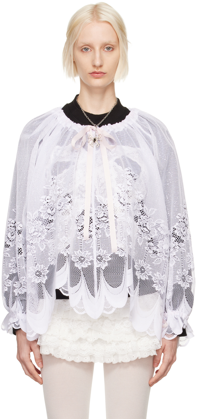 Shop Yuhan Wang White Curtain Lace Blouse