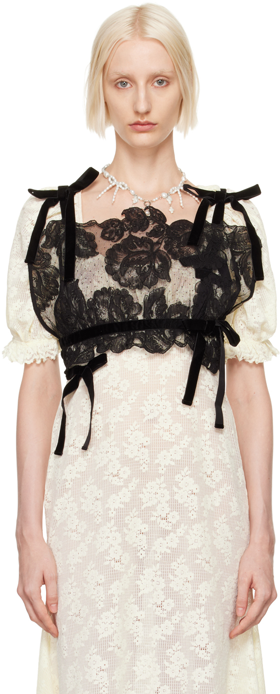 Shop Yuhan Wang Black French Lyon Lace Tank Top