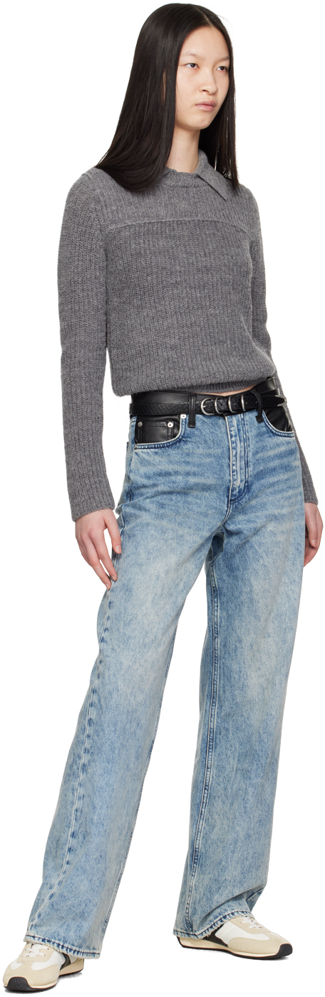 Rag & Bone Black Baby Spire Leather Belt In Blkbktw