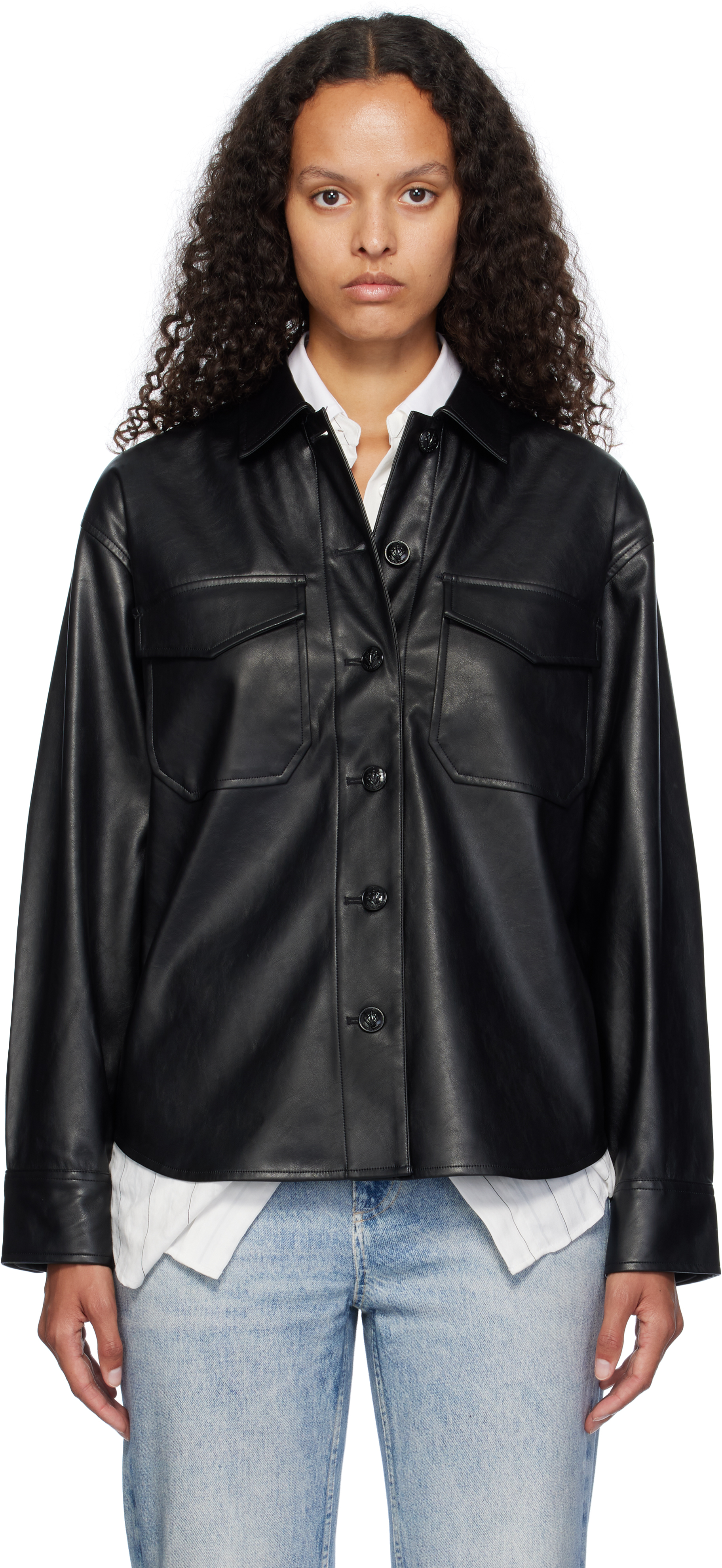 Black Camilla Faux-Leather Shirt