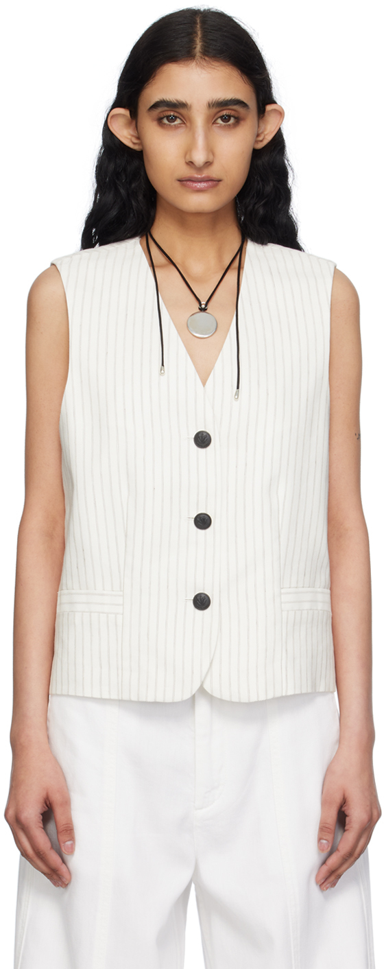 Shop Rag & Bone Off-white Erin Vest In Whtstripe