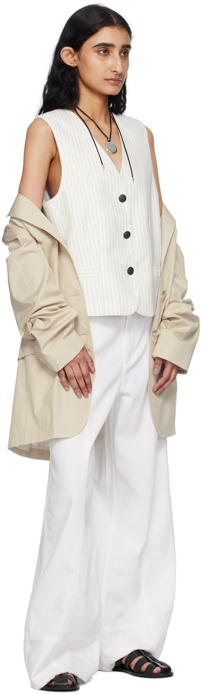 Rag & Bone Charlotte Linen Suiting Vest In Whtstripe