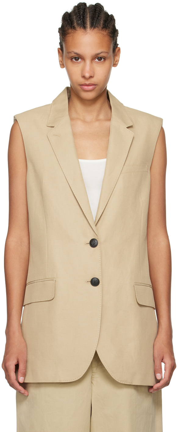 トップス RAG & BONE Beige Hollis Vest Rag & Bone Hollis Cropped Patchwork Sweater Vest | Neiman Marcus