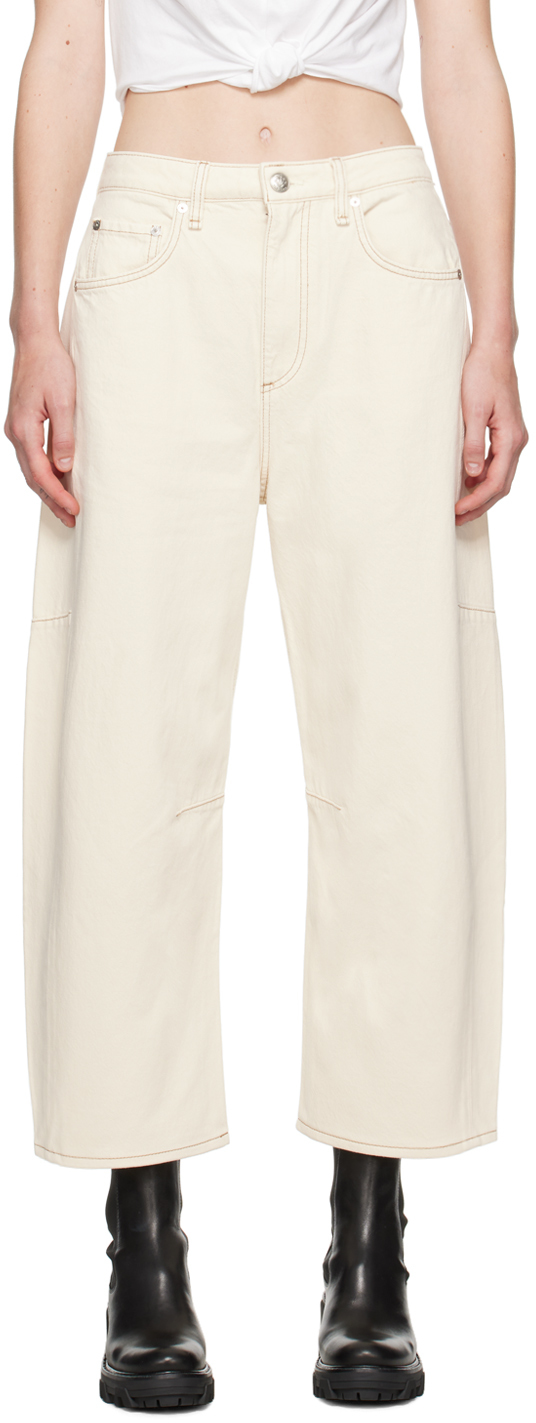 Shop Rag & Bone Off-white Charlie Barrel Wide Jeans In Ecru