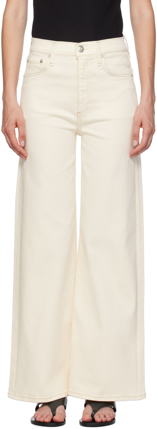 Shop Rag & Bone Off-white Sofie Ankle Wide-leg Jeans In Ecru