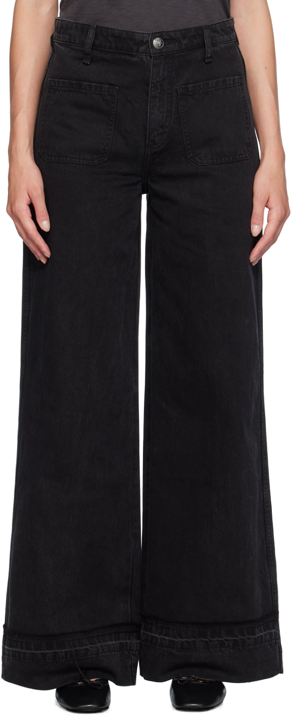 Black Marina Wide-Leg Jeans