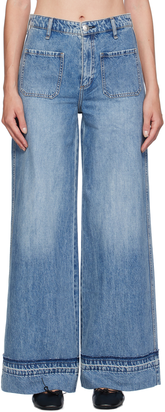 【関税込み】rag & bone ブルー Marina ワイドレッグジーンズ rag & boneのブルー Marina ワイドレッグジーンズがセール中