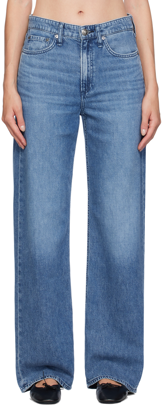 Blue 'The Logan' Mid-Rise Wide Leg Jeans