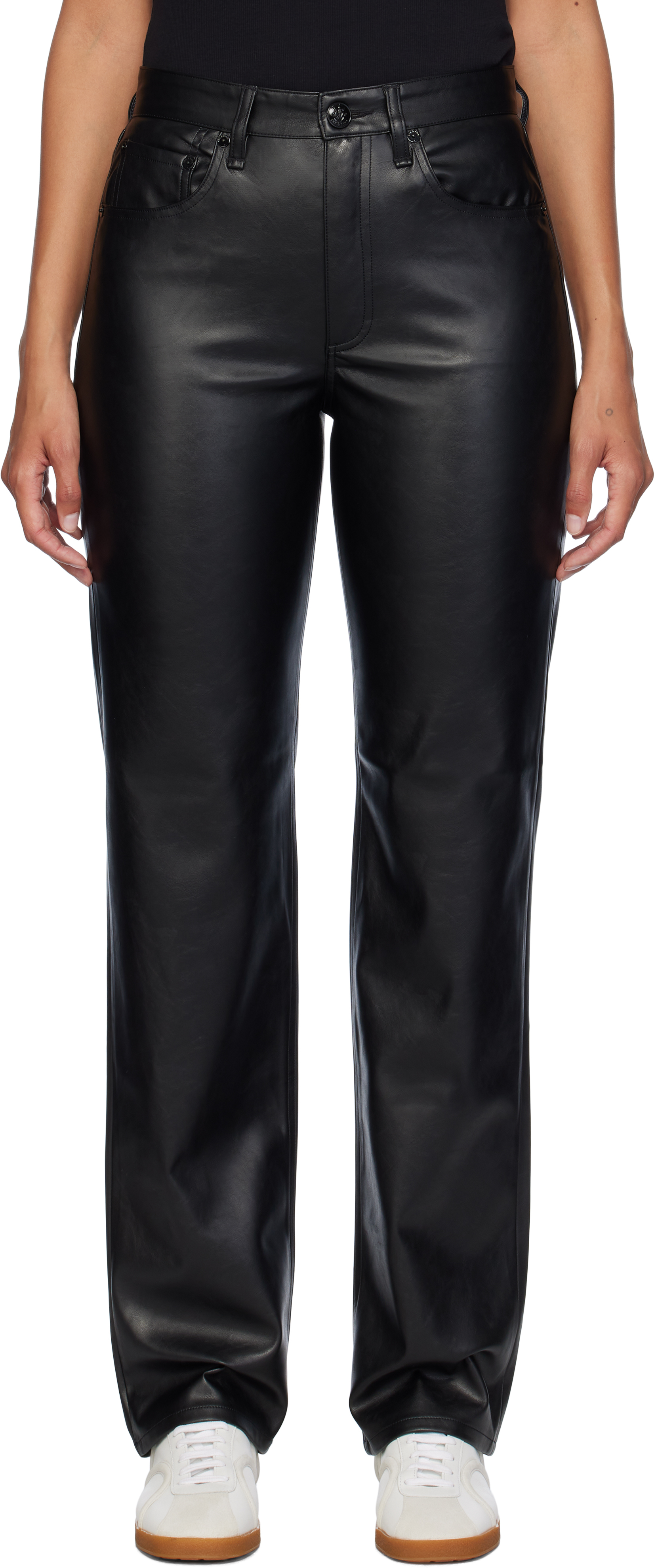 Black Harlow Faux-Leather Pants