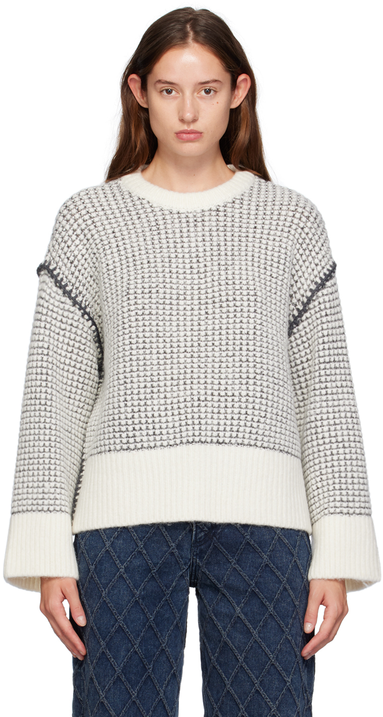 Shop Rag & Bone Gray & White Katie Sweater In Ivorymult