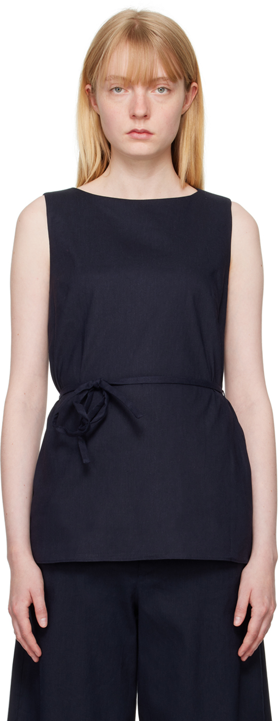 Shop Rag & Bone Navy Holland Blouse In Sal