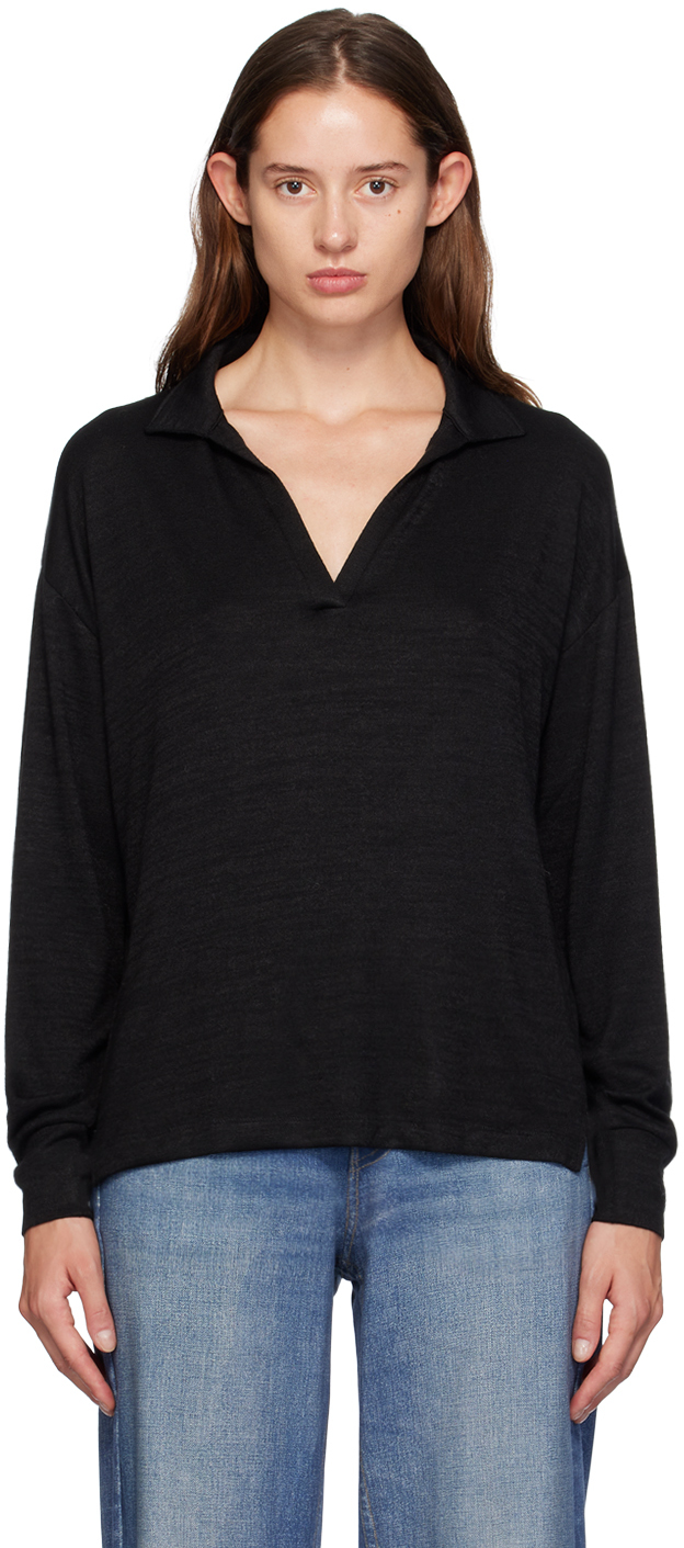 Shop Rag & Bone Black 'the Knit V-neck' Polo In Blk