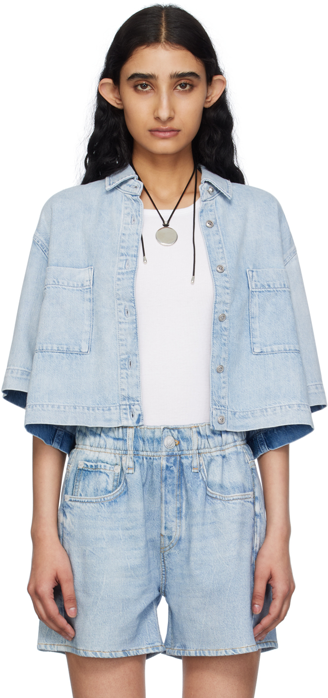 Shop Rag & Bone Blue Ultra Featherweight Lenna Denim Shirt In Aliah