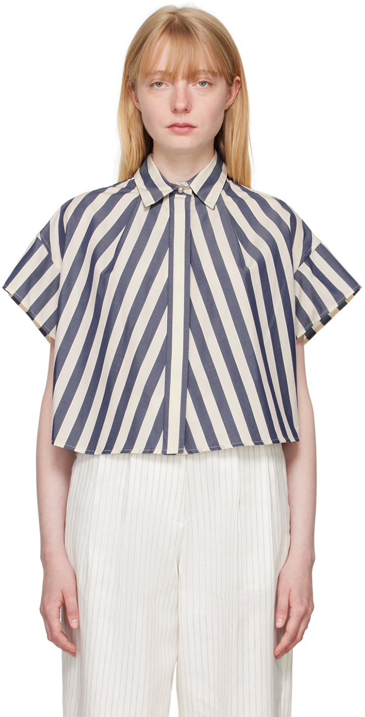 Shop Rag & Bone Off-white & Navy Martha Shirt In Dkblustrp