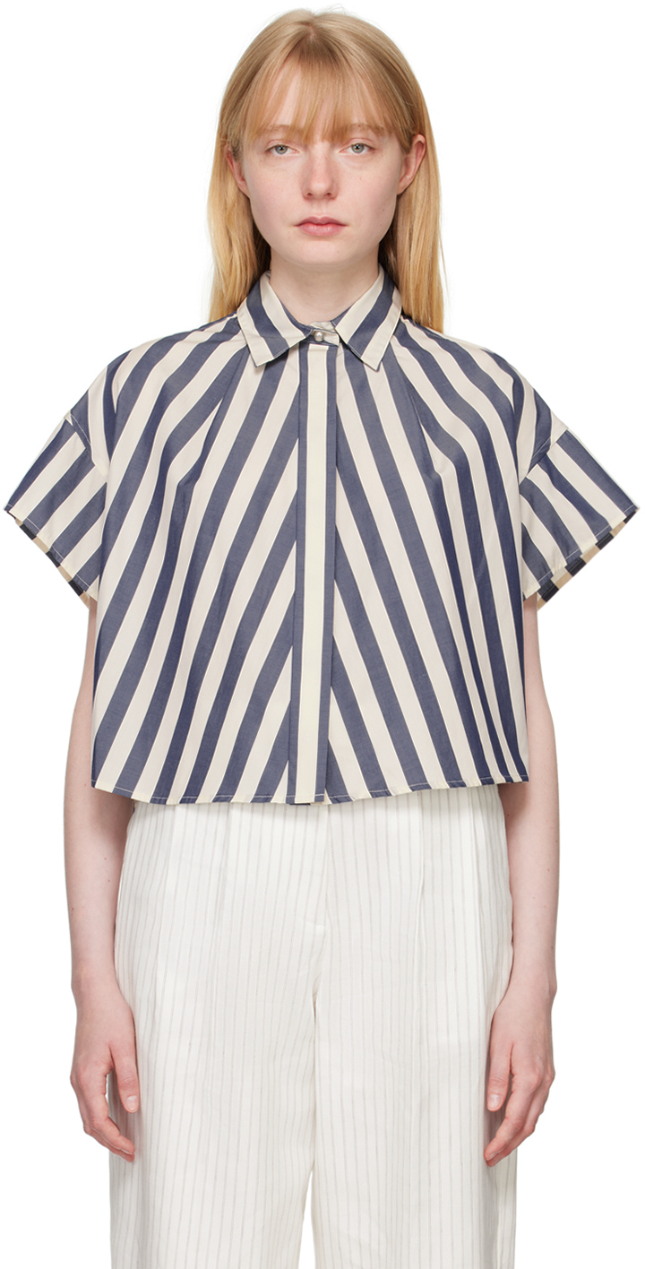 rag & bone: Off-White & Navy Martha Shirt | SSENSE