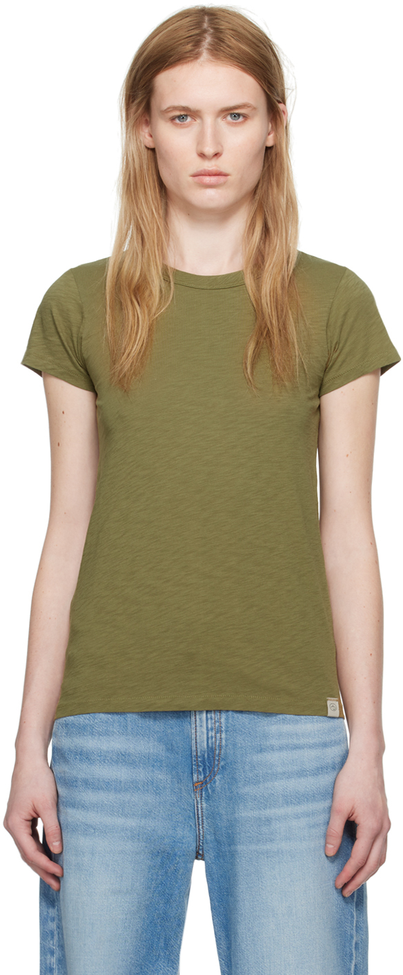 Shop Rag & Bone Khaki 'the Slub' T-shirt In Military O