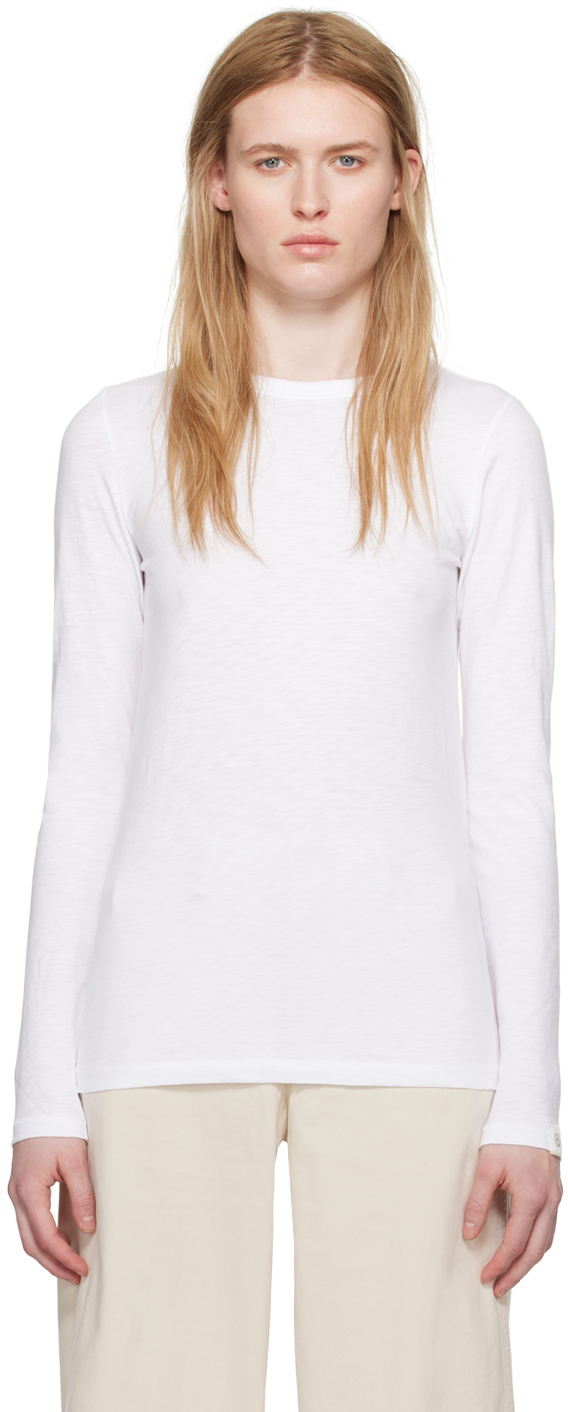 White 'The Slub Long Sleeve' T-Shirt by rag bone on Sale