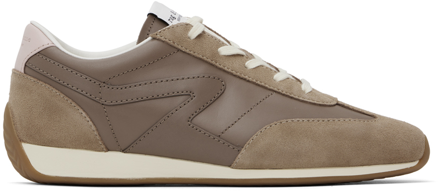 Shop Rag & Bone Taupe Slim Suede Retro Runner Sneakers In Mushroom