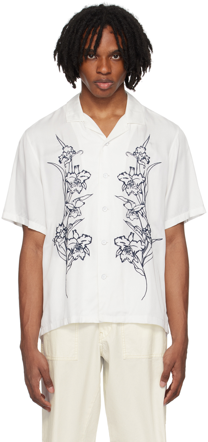 Shop Rag & Bone White Avery Resort Shirt In Agedwht
