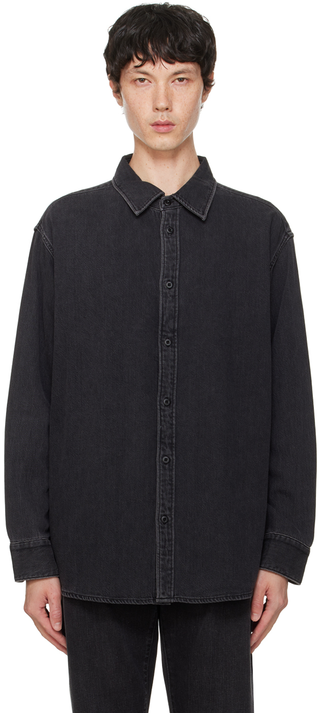 Shop Rag & Bone Black Matthew Denim Shirt In Washed Black