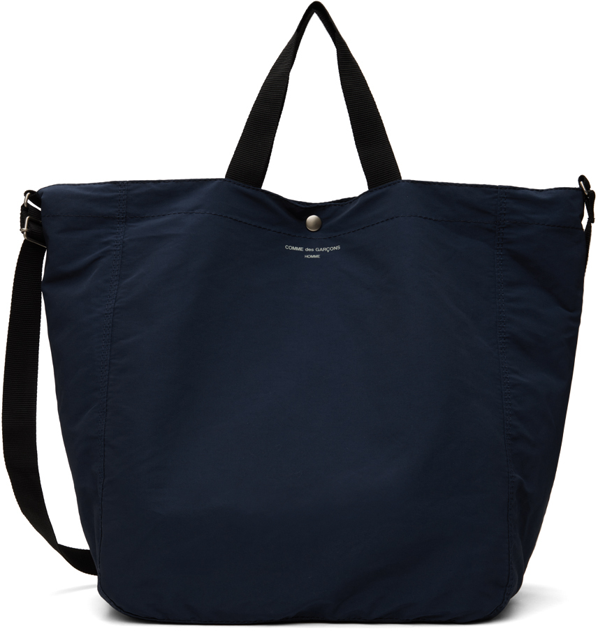 Navy Logo-Printed Tote