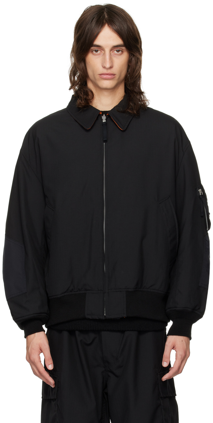 Black Reversible Bomber Jacket