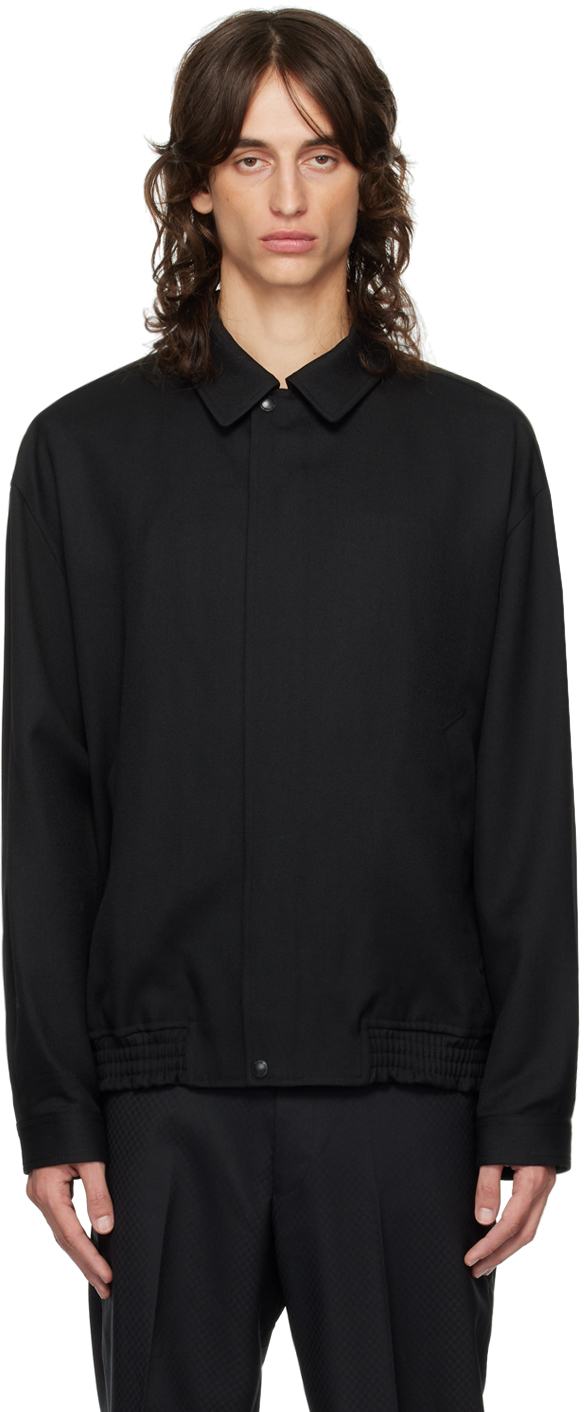 Black Wool Bomber Jacket