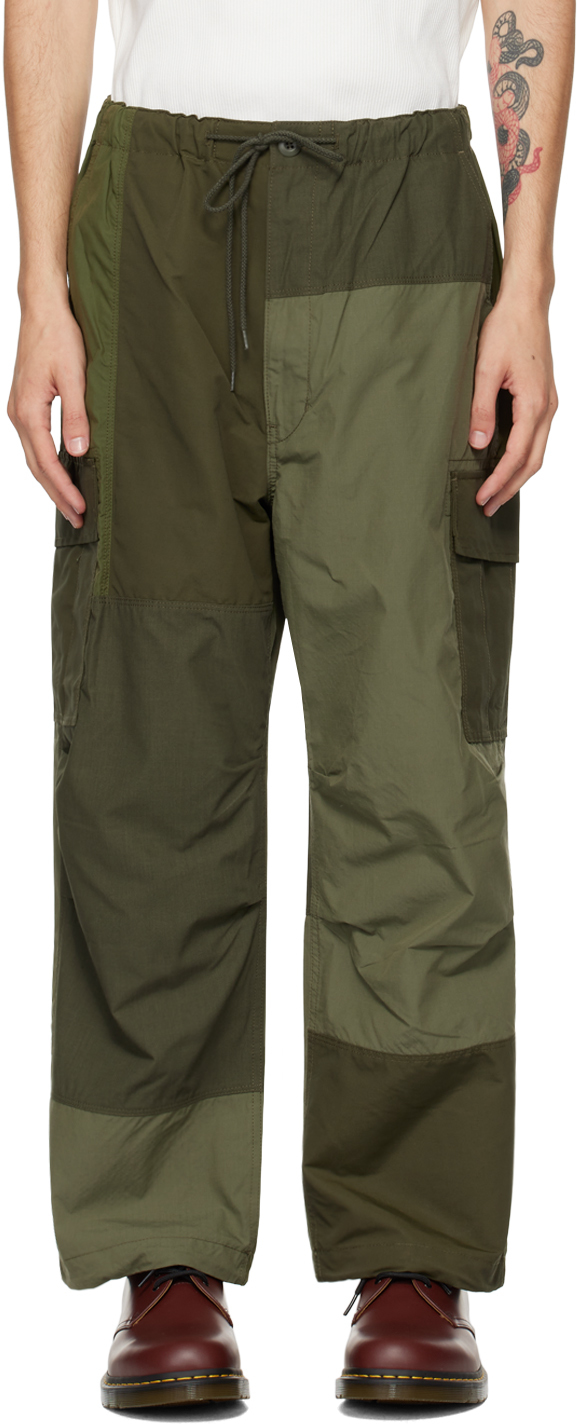 Green Patchwork Cargo Pants