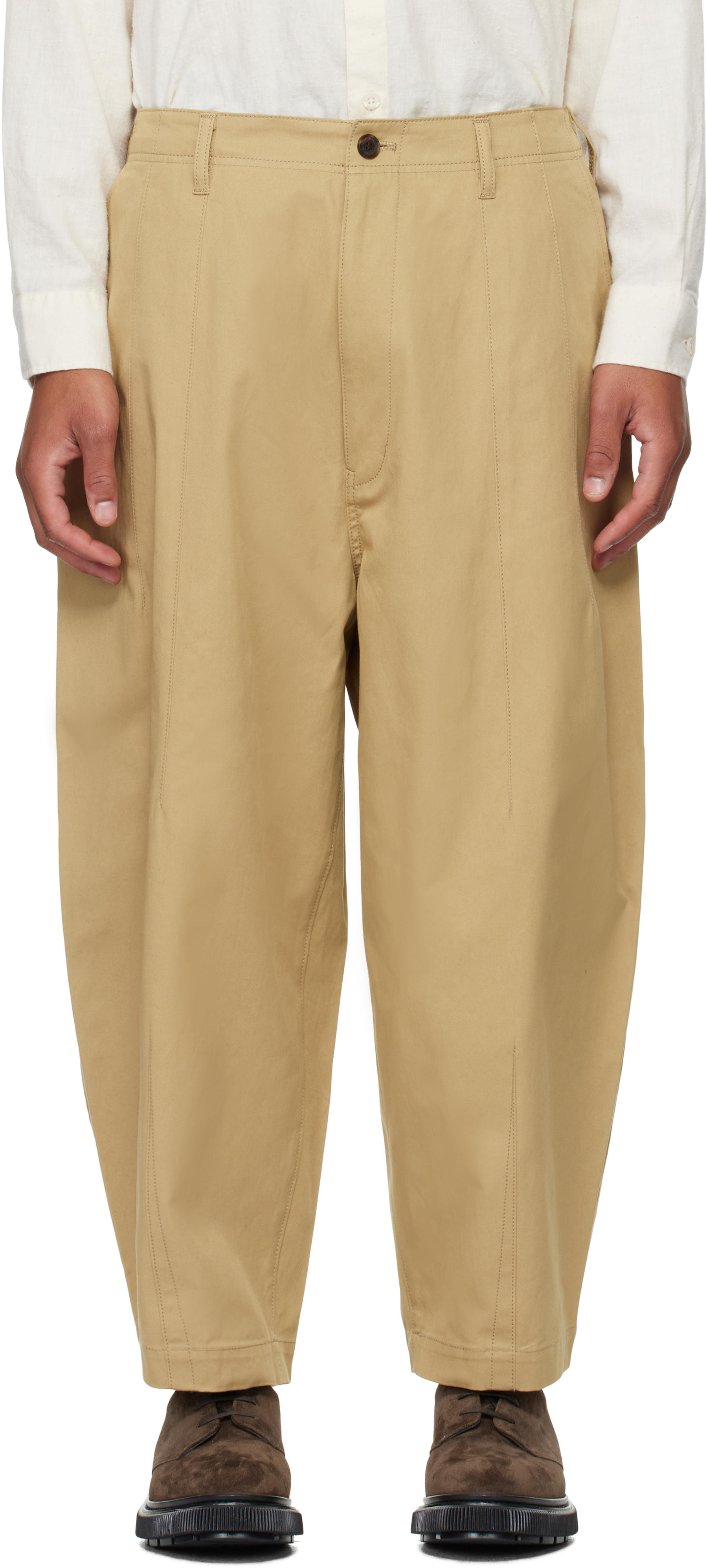 Comme Des Garçons Homme Deux Beige Cotton Twill Trousers In 2 Beige