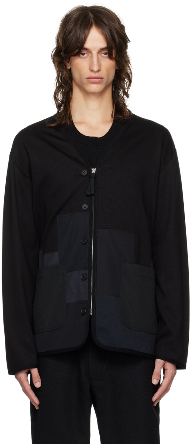 Shop Comme Des Garçons Homme Deux Black Patchwork Cardigan In 1 Blk X Blk Mix