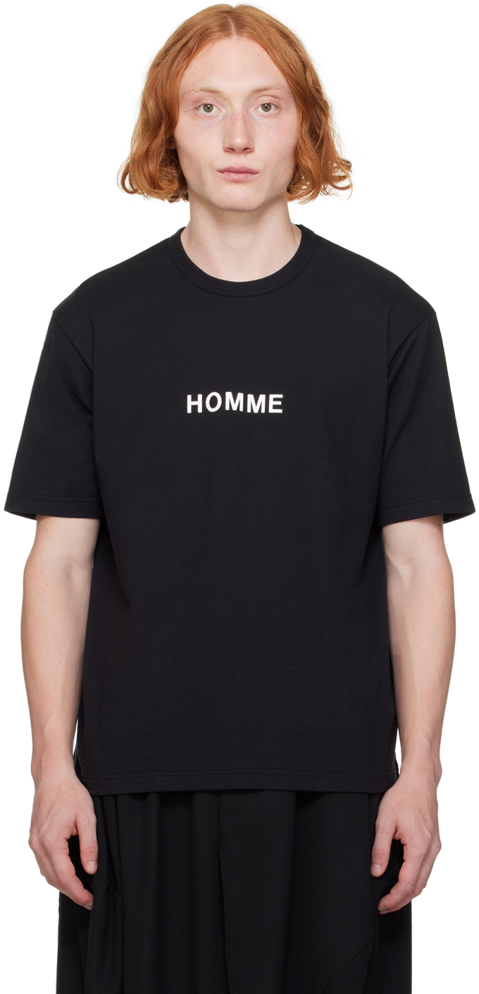 Shop Comme Des Garçons Homme Deux Black Printed Logo T-shirt In 1 Black