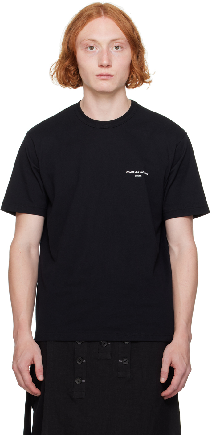 Shop Comme Des Garçons Homme Deux Black Printed Logo T-shirt In 1 Black