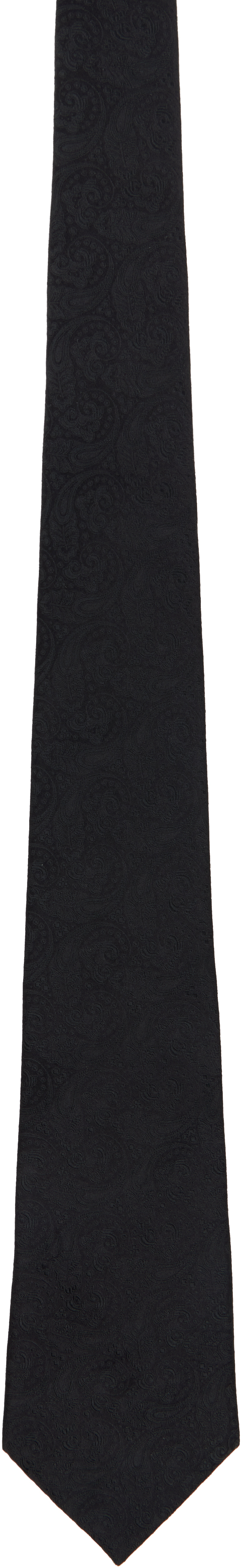 Black Paisley Silk Tie by Comme des Garçons Homme Deux on Sale