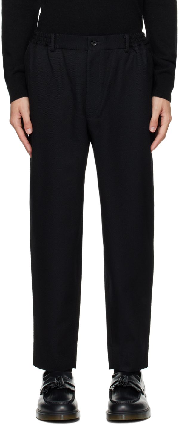 Shop Comme Des Garçons Homme Deux Black Wool Trousers In 1 Black