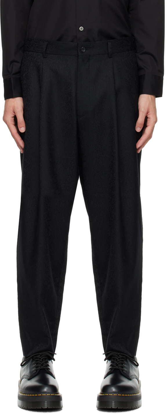 Pantalon noir a motif cachemire Comme Des Garcons Homme Deux en solde