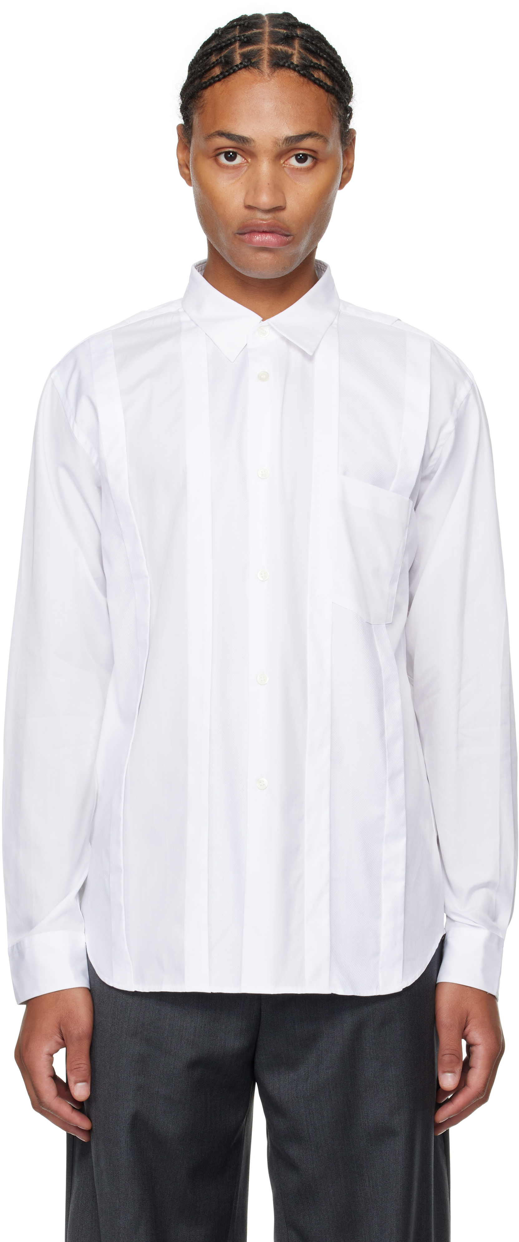 Comme Des Garçons Homme Deux White Pleated Shirt In 1 White