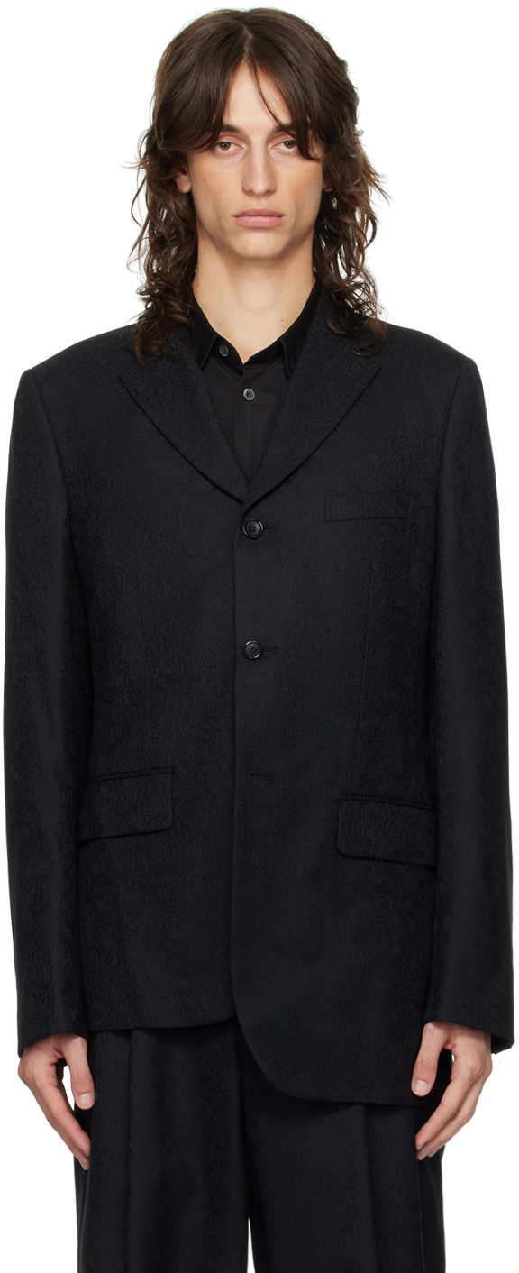 Shop Comme Des Garçons Homme Deux Black Paisley Blazer In 1 Black